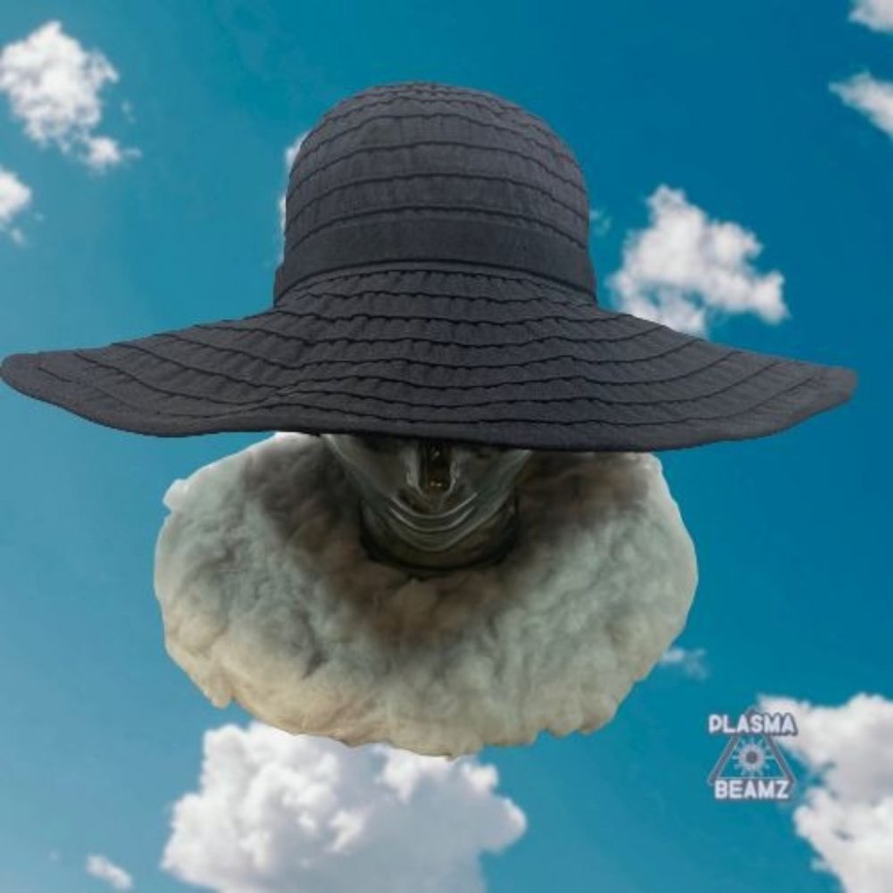 Sungrubbies Black Wide-Brim Packable Grosgrain Ribbon Sun Hat L
